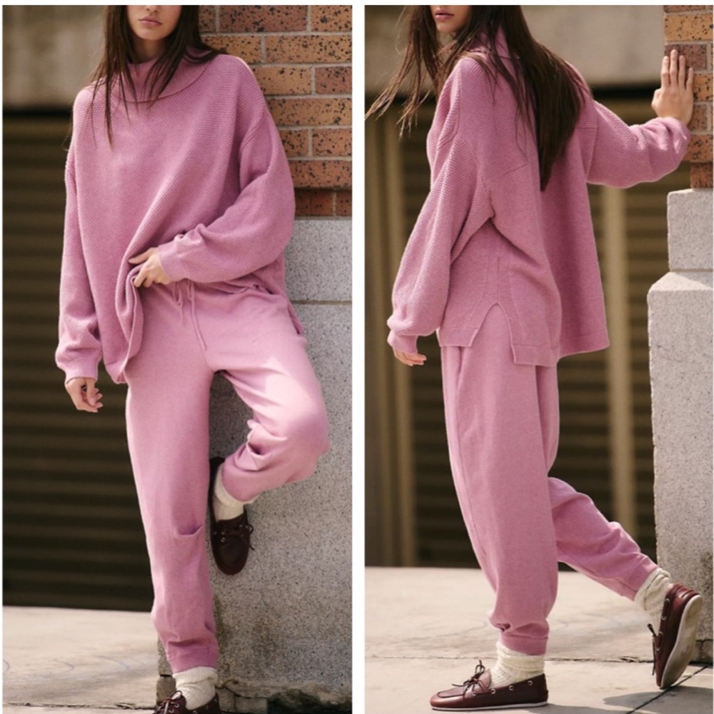 Free People Beach Hailee Turtleneck knit set in Rose Heather NWT
